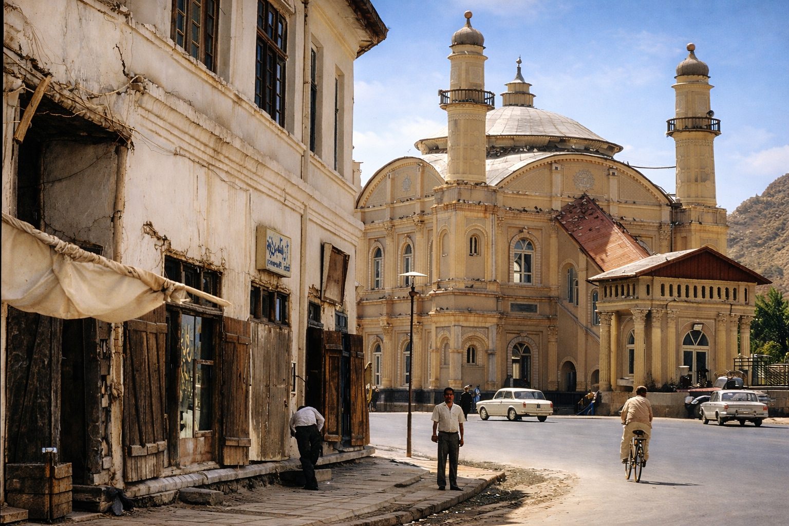 Blick auf die große Moschee in Kabul 1986
