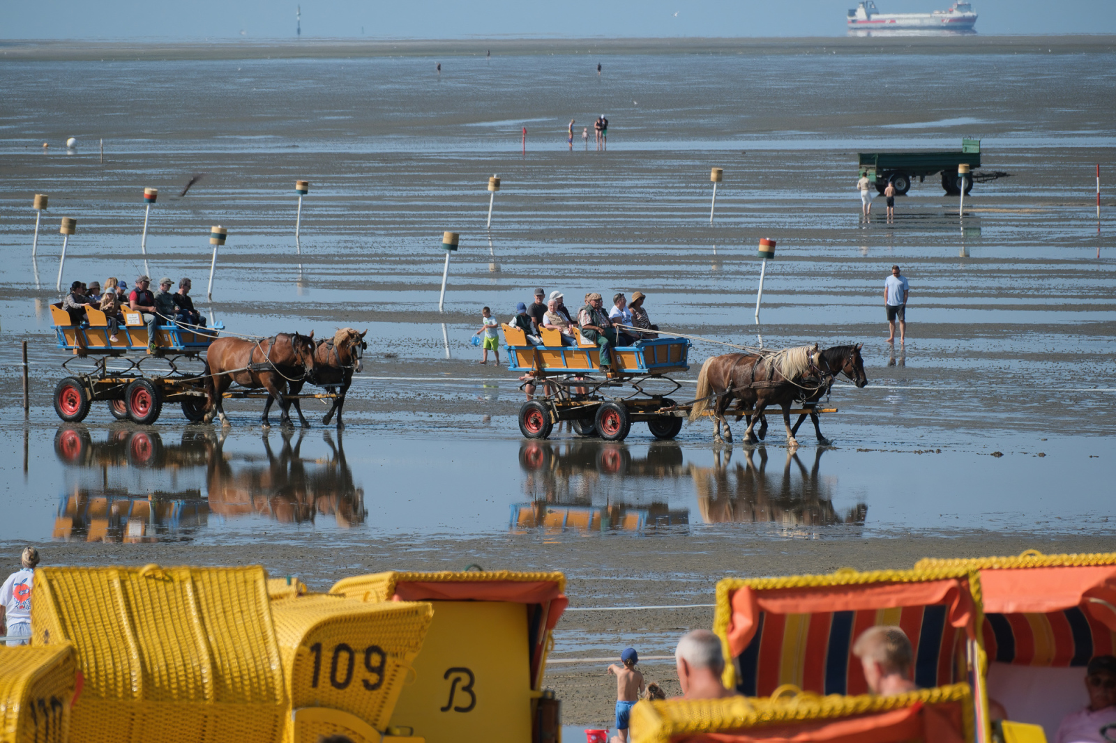Hochbetrieb an diesem herrlichen Sommertag, der sich im Wattenmeer stahlblau spiegelt