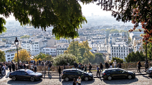 Blick von der mittleren Plattform und Rundstraße über den 18. Arondissement